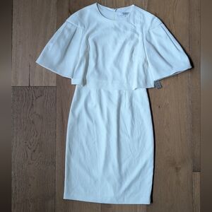 Kay Unger | White Cape Midi Dress in Sheath NWT